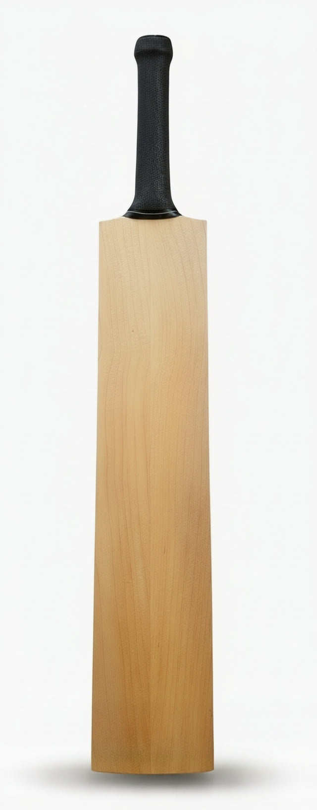 Wooden cricket bat with measurement scale on a white background